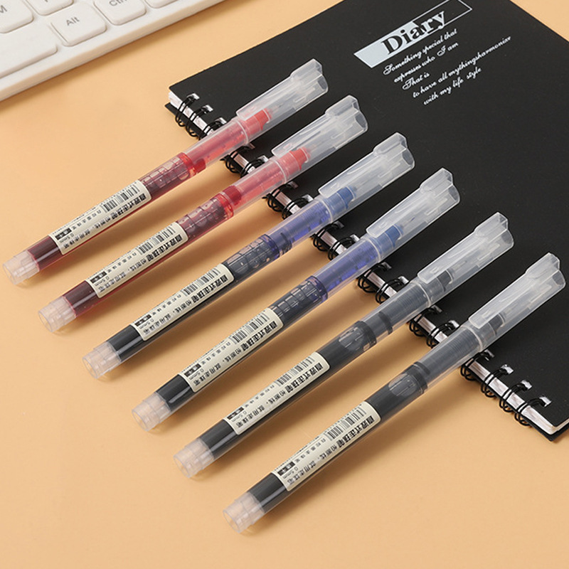 Straight liquid ballpoint pen for students exam black full needle tube 0.5mm red gel pen quick-drying pen signature pen