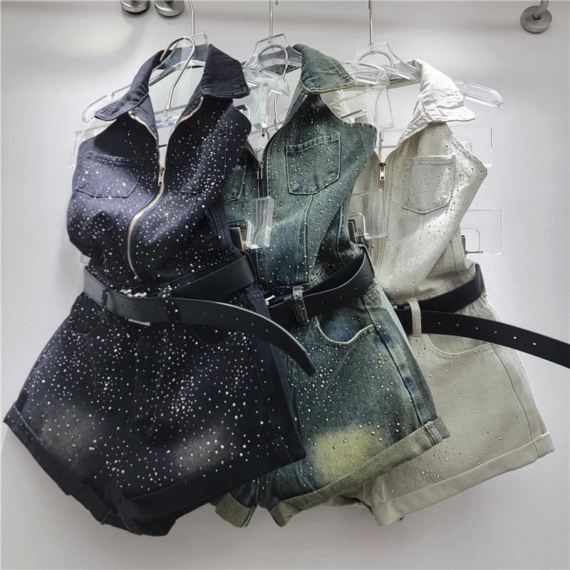 Pure Hot Girl Colgar Jeans Women2026 primavera y verano nuevo delgado versátil caliente diamante A pantalones cortos de piernas anchas