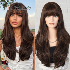 かつら速売通Top白い金色のロングストレート空気前髪欧米のかつら女性Hairメカニズムのトップカバー