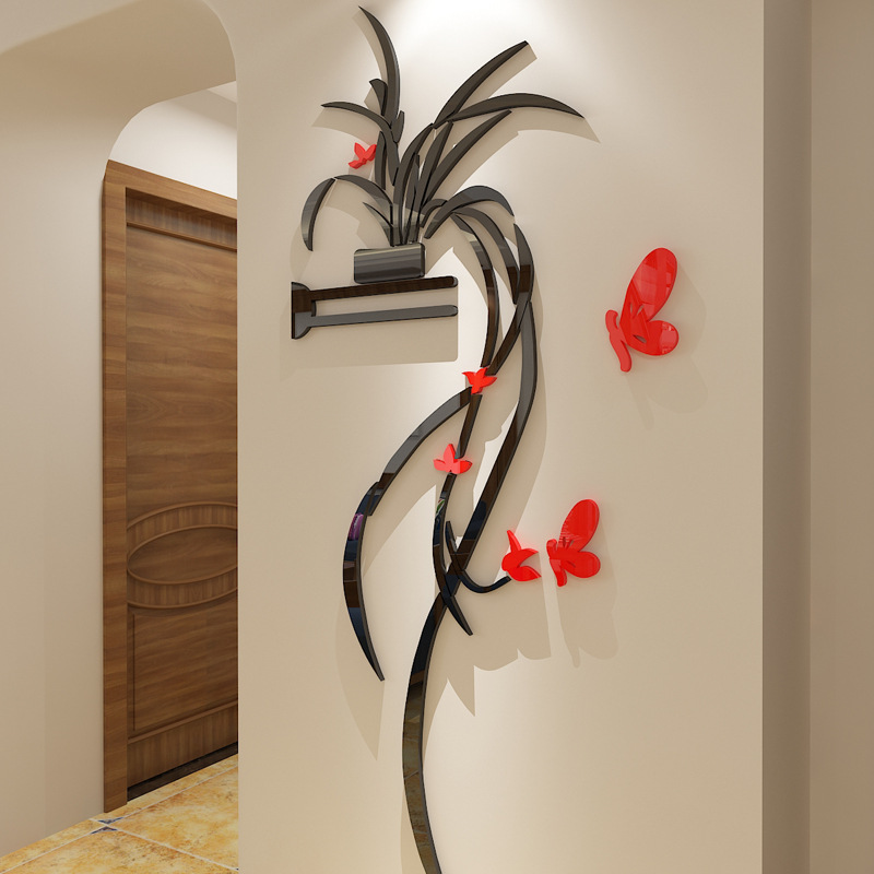 Decorative 3d Acrylic Wall Sticker Romantic Chlorophytum For Living Room_voghion.com