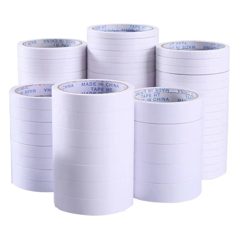 Office supplies double-sided adhesive thin multi-specification white adhesive 12 meters stationery manual transparent high viscosity tape wholesale