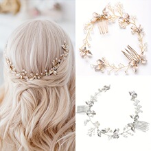 Z 62952 Golden Leaf Hair Comb ��ɫҶ�Ӳ���羳����ͨ����