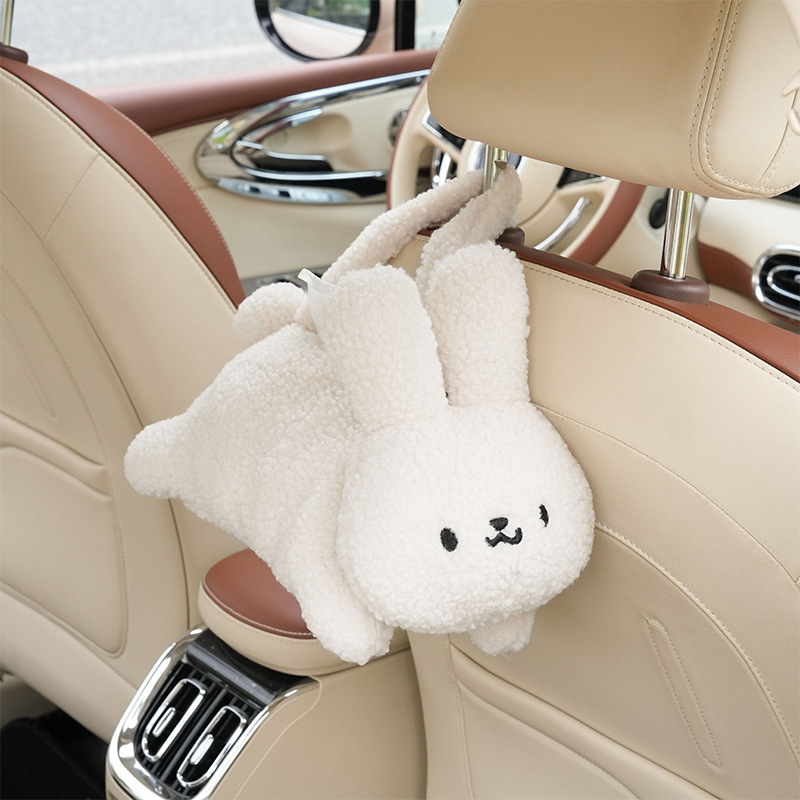 かわいい子犬の車載ティッシュボックス、吊り下げ式クリエイティブな車用ティッシュボックス、ティッシュバッグ、漫画風車内装飾品|undefined