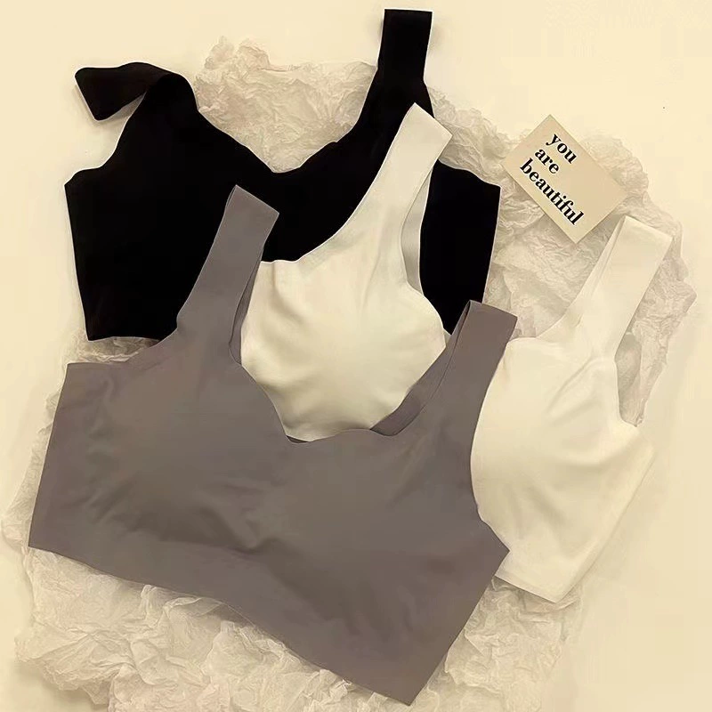Оптовая Продажа с фабрики душевное спокойствие четыре поколения бесшовного сундука Ice Silk без стального кольца с нагрудной подушечкой Спортивное нижнее белье сексуальная красота обернутая сзади грудь