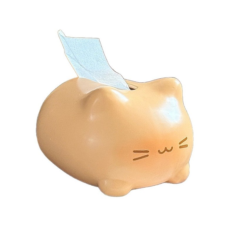 创意焦糖猫咪卡通釉下彩陶瓷抽纸盒家用送朋友女生礼物实用摆件|undefined