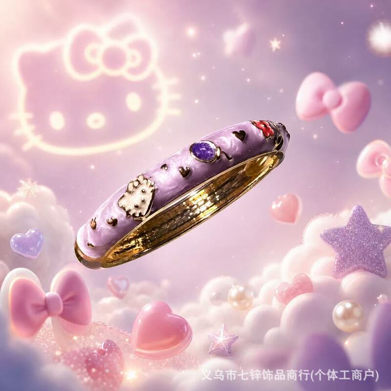 Hello Kitty Children's New Summer Product Cross-Border Hit Alloy Enamel Color Dripping Oil Craft Bracelet Jewelry Hello Kitty Children's New Summer Product Cross-Border Hit Alloy Enamel Color Dripping Oil Craft Bracelet Jewelry