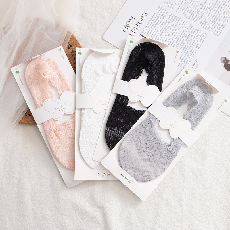 Deep mouth lace ankle socks summer socks wholesale fashion personalized breathable invisible socks women's silicone heel-free summer