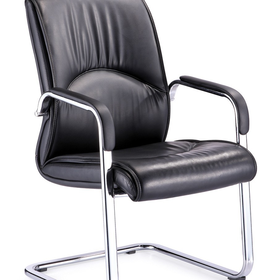 Factory Wholesale Classic Bow-Shaped Leather Conference Chair Fixed Computer Chair Computer Chair Leather Chair Negotiation Chair Ningbo Chair