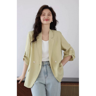 Summer Thin Short-Sleeved Versatile Suit Jacket for Women 2025 New Commuter Casual Top One-Button Suit