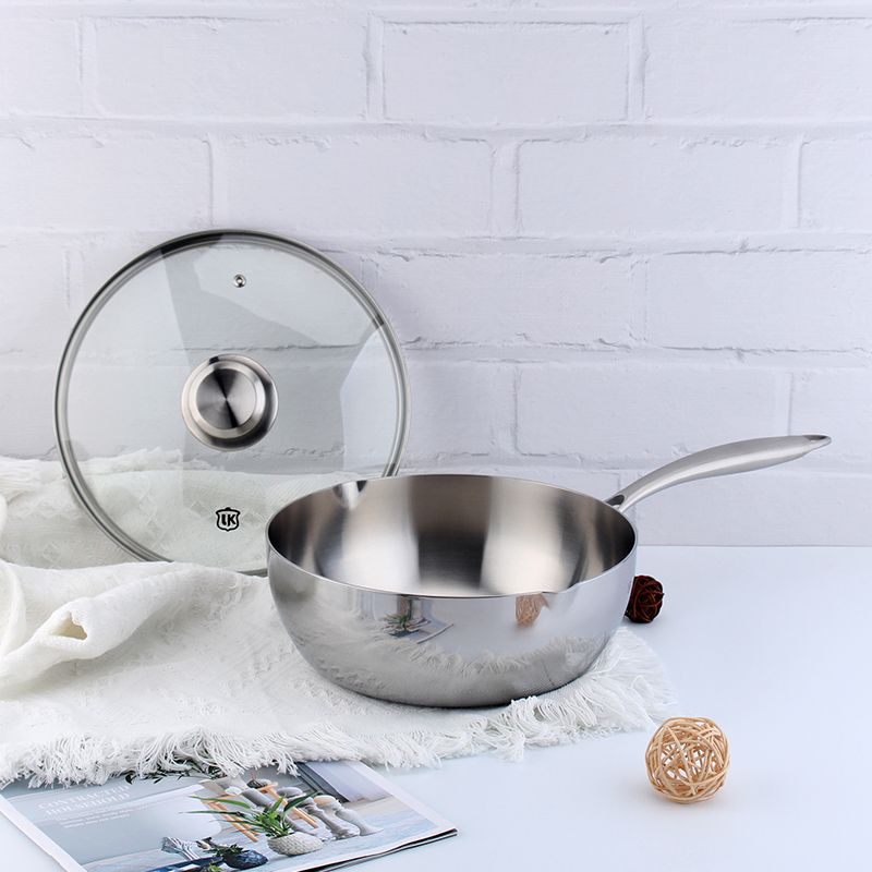 LUNKAI LUNKAI 18 / 10 acero inoxidable un solo mango con desviador sartén sartén de leche caliente sartén de fideos