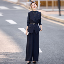 通勤风轻熟马甲套装女2025秋季新款修身设计感显瘦阔腿裤三件套