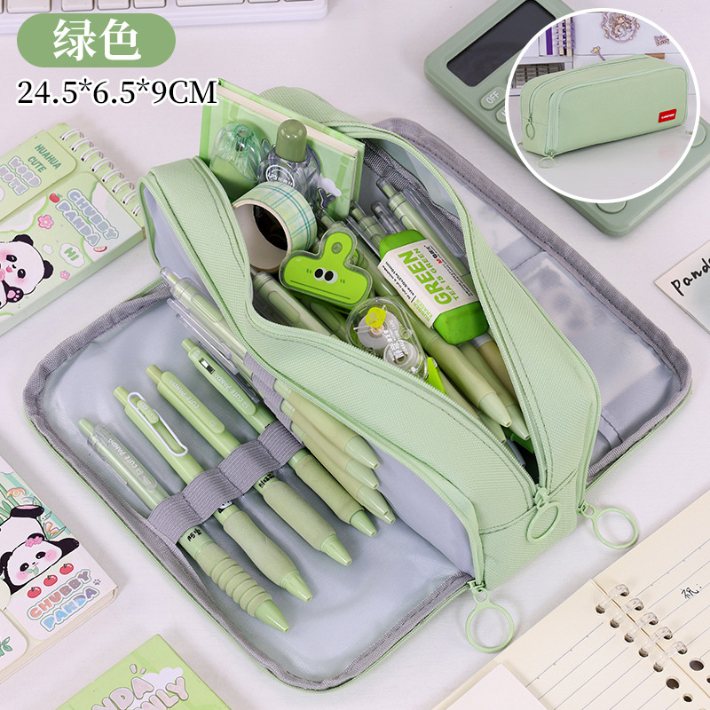 Nuevos productos transfronterizos, simple y de alto valor, caja de papelería multifuncional para estudiantes de tres capas, bolsa de almacenamiento de lápices de examen para niñas