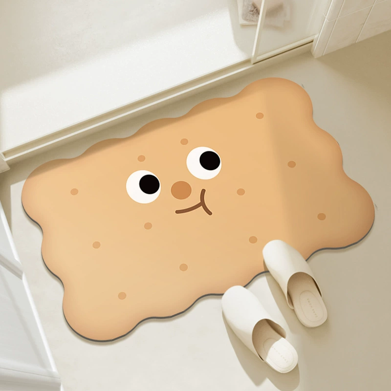 Мультяшный милый печенье печенье ванная комната туалет диатомовая грязь впитывает воду коврик для домашней грязи и пыленепроницаемые декоративные коврики