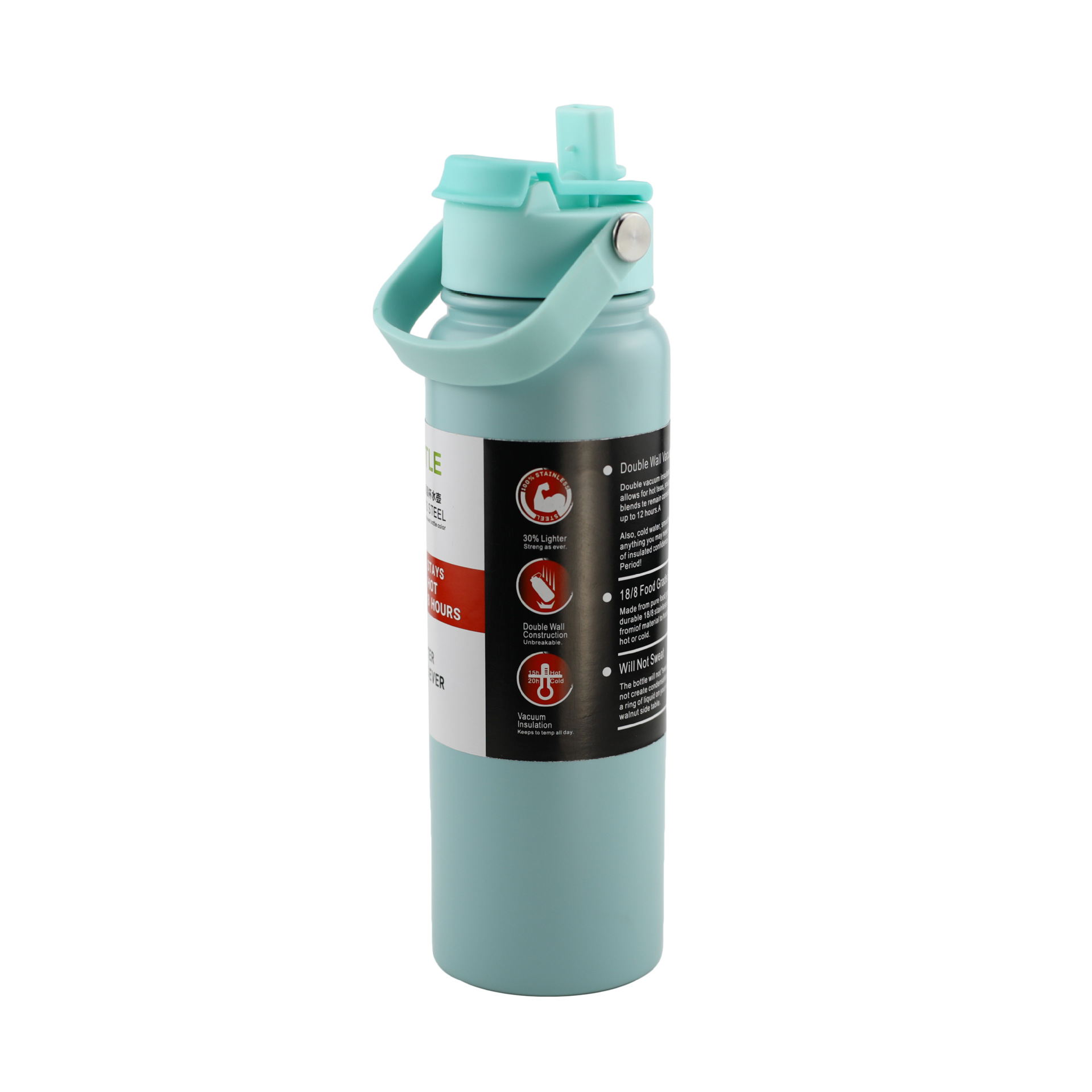 Botella de agua deportiva portátil de doble asa para exteriores, estilo americano, 30 oz, exportación, acero inoxidable 304, botella espacial