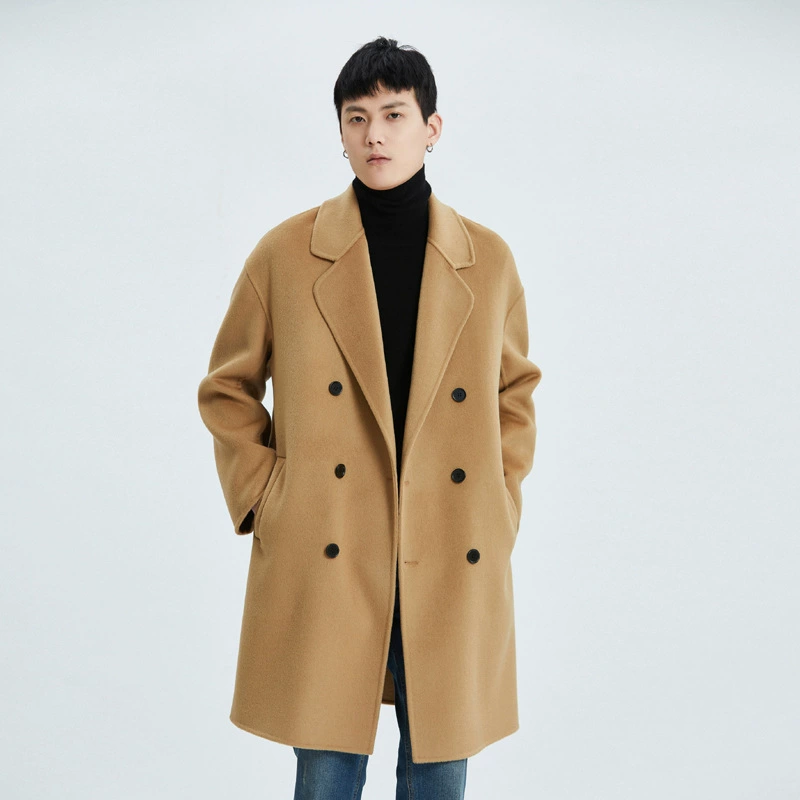 Изделие demi-season из шерсти двойной вязки кашемир тканый, тренч, свобода кроя, середина длины