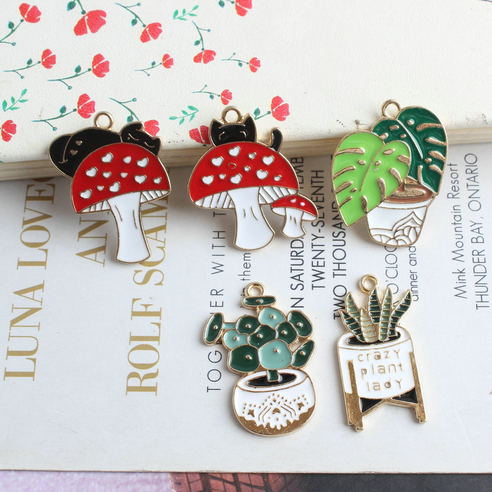 Pendant Jewelry Making Type 10 PCS/Package Alloy Plant Mushroom Pendant
