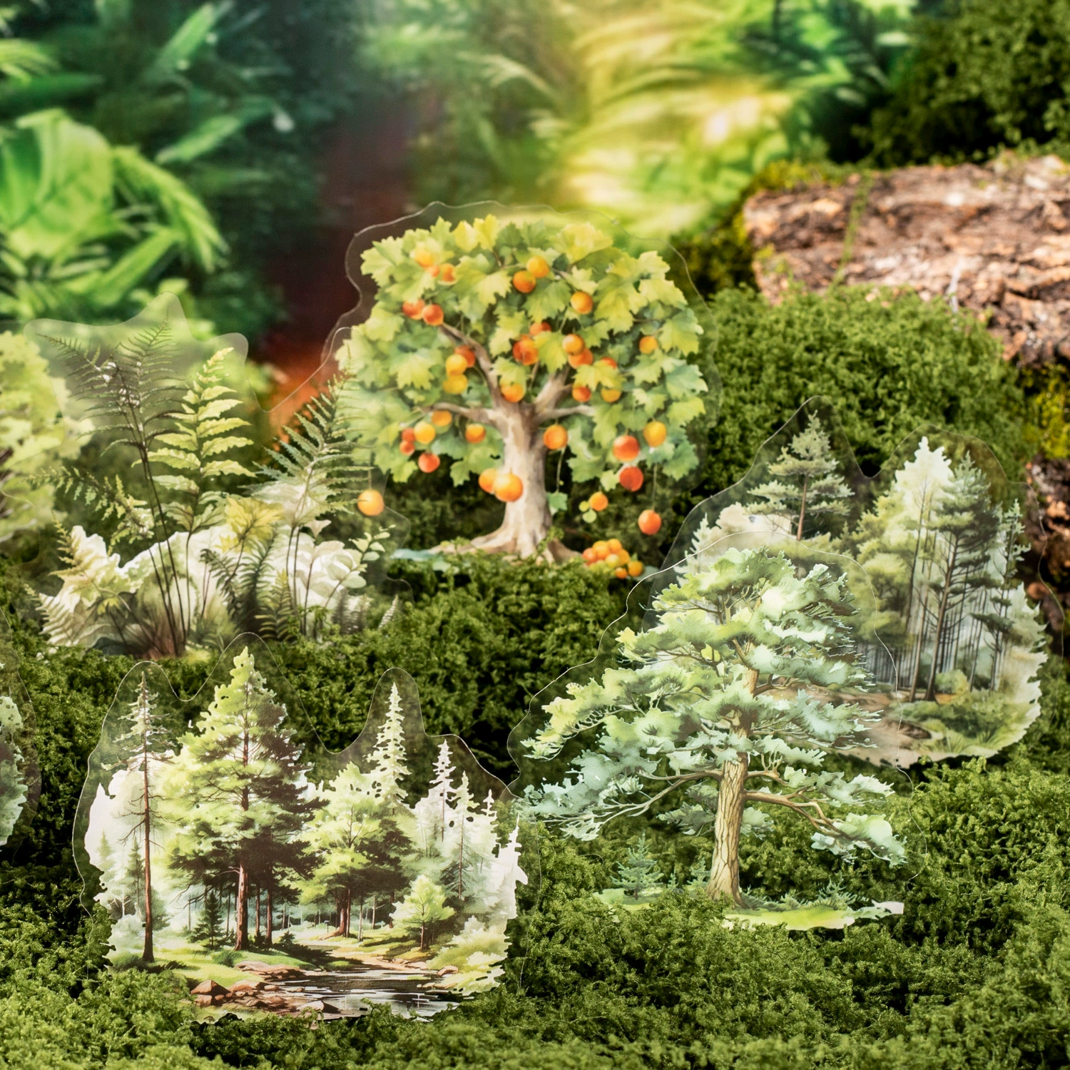 Норвежская лесная серия 20 кетчупа девушки ПЭТ наклейки лесная тема ручной счет 6 материалов для ландшафта