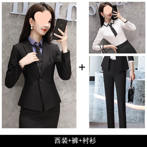 Black jacket, trousers, shirt