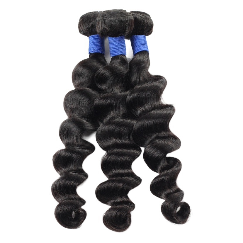 Extensiones de cabello humano real, color natural, mechones de cabello humano con ondas profundas sueltas, productos transfronterizos.