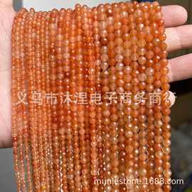 红东陵玉2mm 3mm 4mm刻面切面切角度天然石串珠散珠aventurine