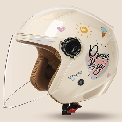 anti-fog helmet women's winter warm Motosiklet dəbilqələri - one-size-fits-all-upgraded-class-a-3c-khaki-white-dream-flowerhd-abrasion-resistant-mirror