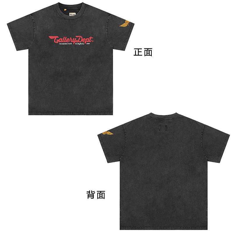 VTG GALLERY DEPT camiseta retro de manga corta lavada y desgastada graffiti arcoíris suelta antiniebla pareja de media manga hombres