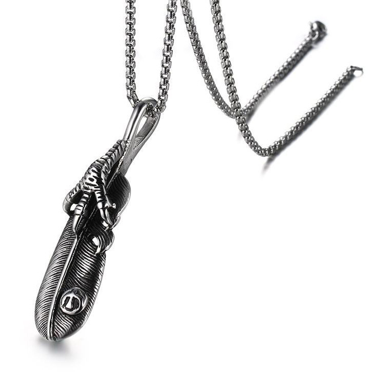 Pendentif collier plume griffe d aigle style ethnique mixte_voghion.com