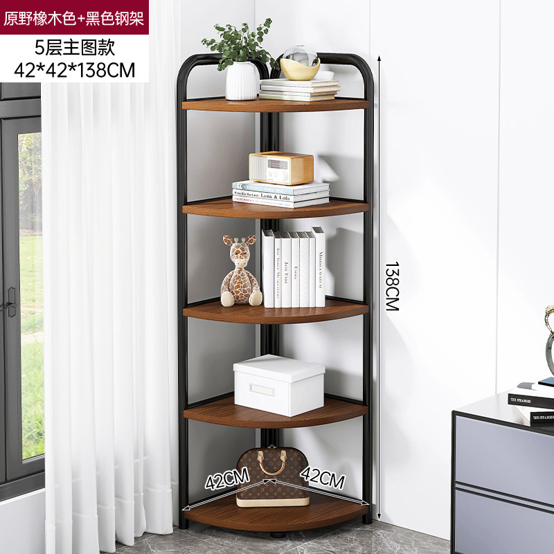 Estantería piso hogar sala de estar simple estante de almacenamiento esquina estantería integrada pared multi-capa Esquina de almacenamiento de hierro rack