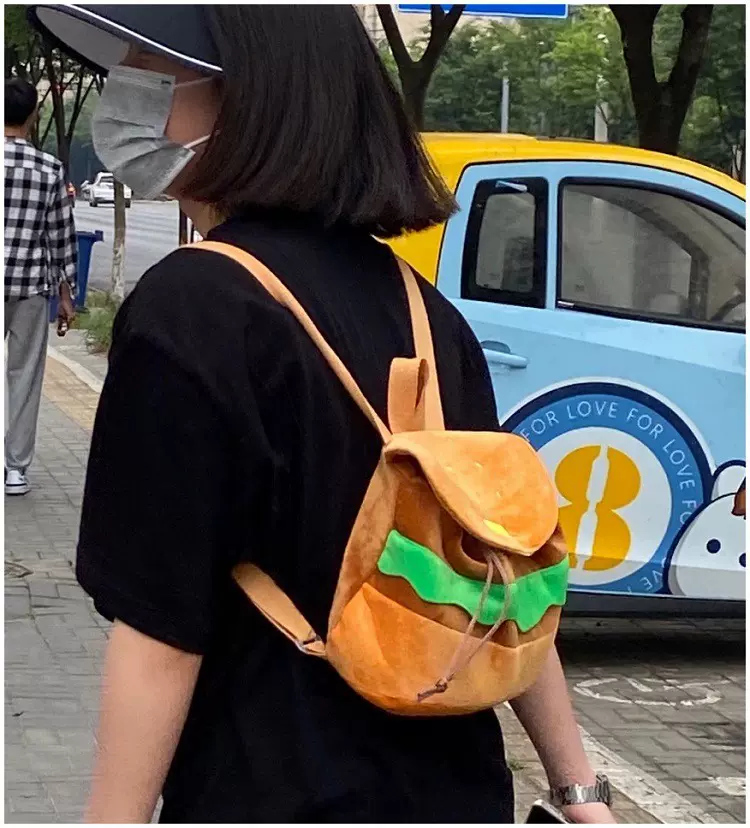 个性汉堡双肩包卡通新款背包可爱时尚双肩包儿童出游包厂家批发袋