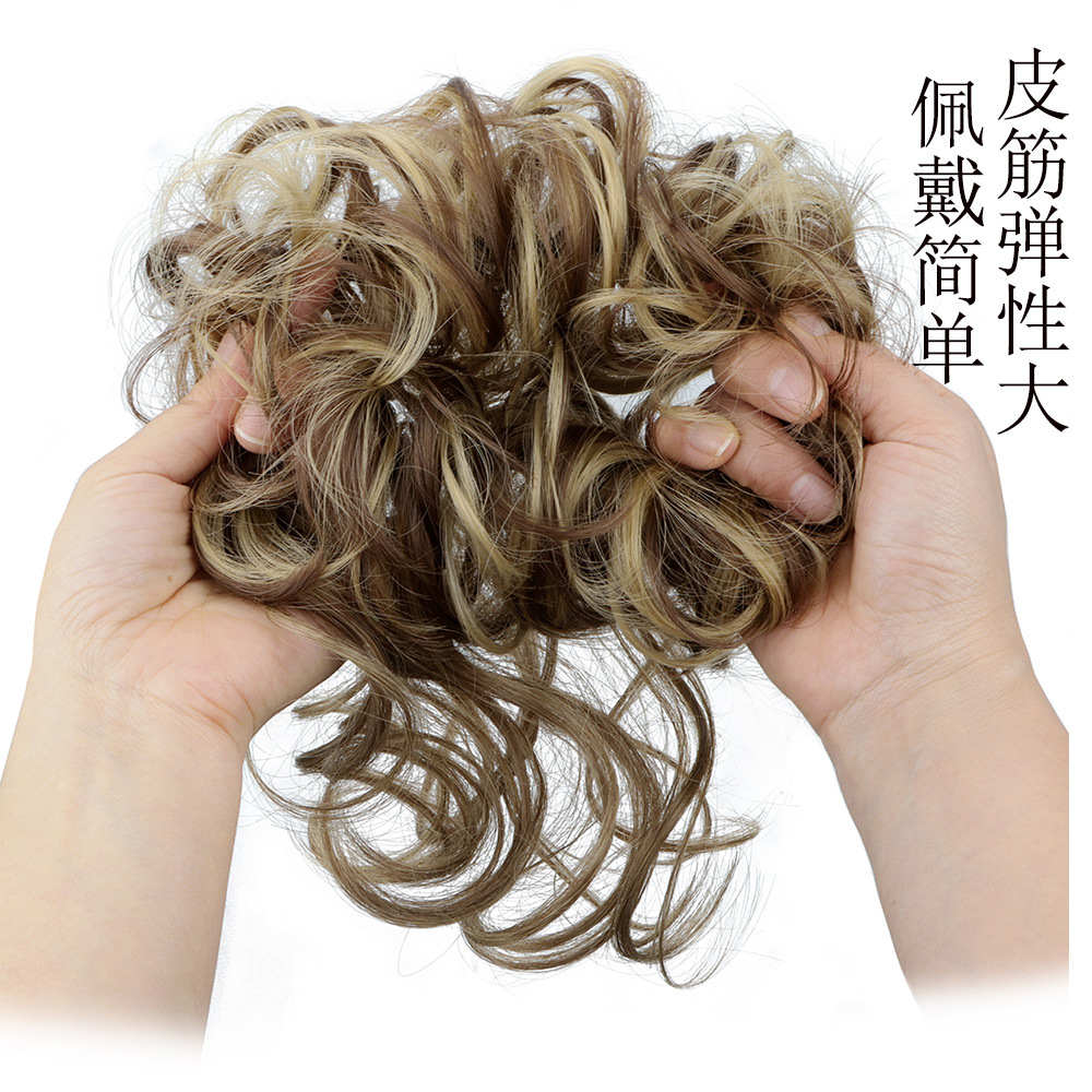 Europe and the United States cross-border wig hair ring fluffy natural hair bun female long beard ball head simulation hair long beard curl hair ring in stock
