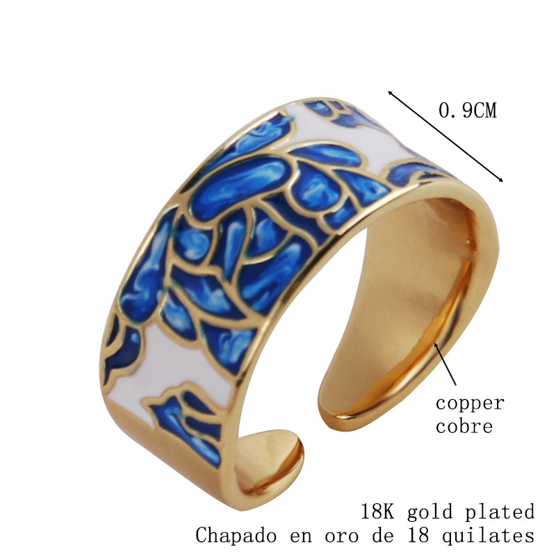 Fashion Round Copper Enamel Rings 1 Piece display picture 2