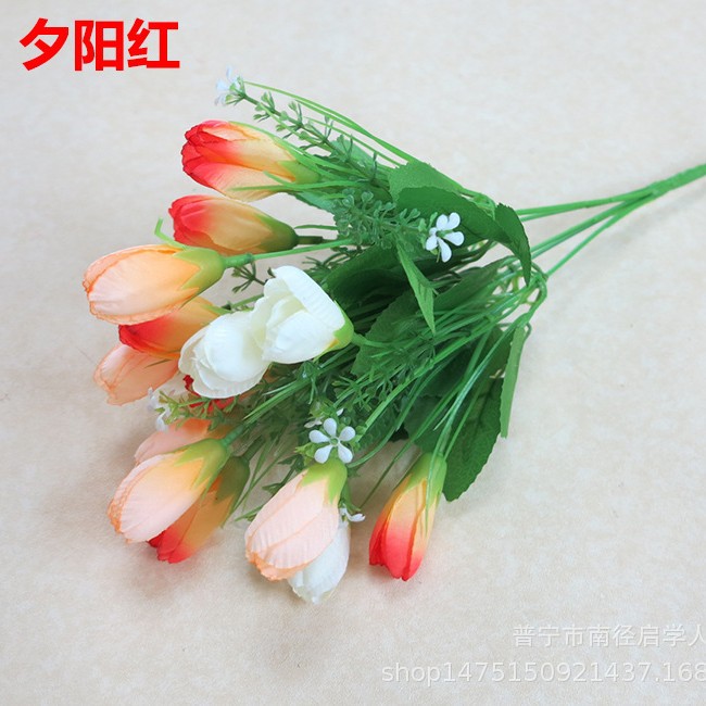 Flores artificiales al por mayor, 15 piezas: tulipán, magnolia, flor de nieve, mezcla de colores