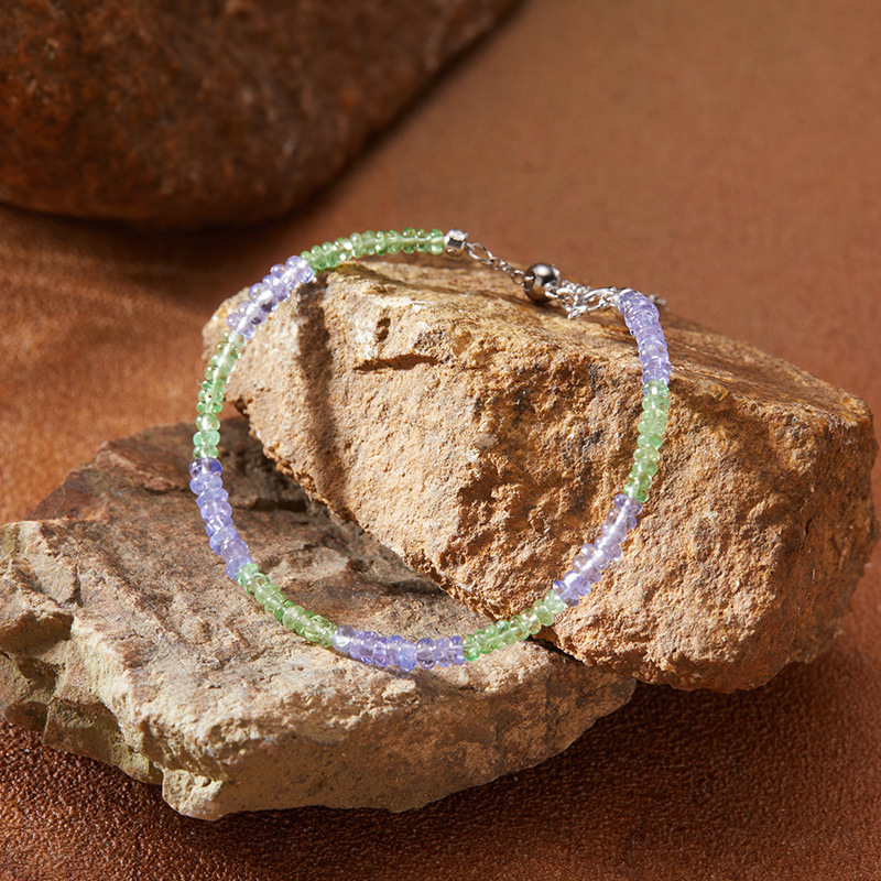 Natural Tsavorite Tanzanite Color Treasure Bracelet for Women S925 Silver Handmade Beads Versatile High-End Chain Accessories Wholesale