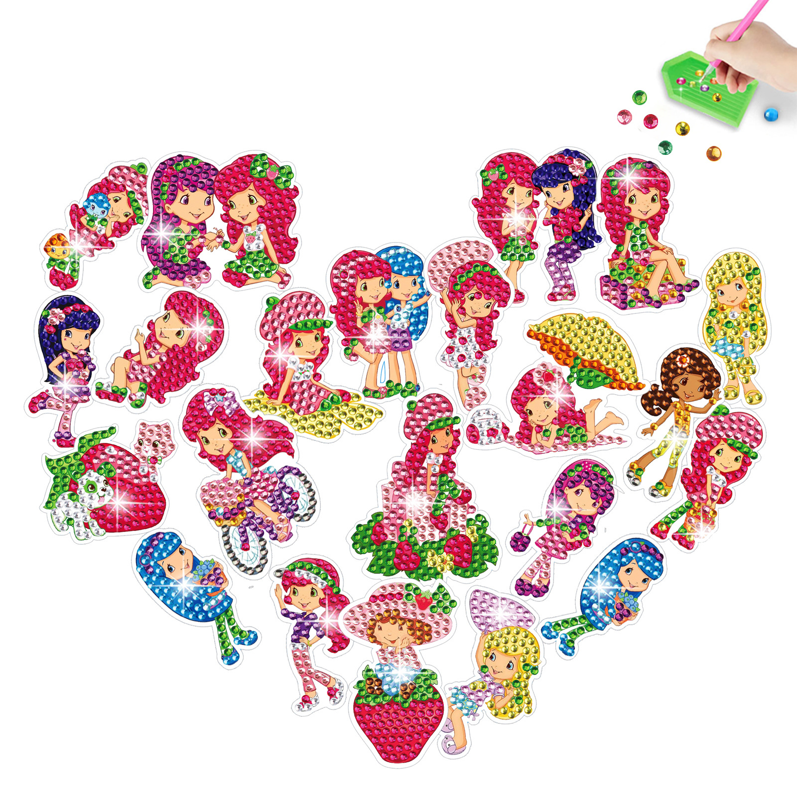 Pegatinas de niña de dibujos animados superventas Pintura de diamante pegatinas gratis DIY ladrillo pintura pegatinas de pared pegatinas hechas a mano cristal brillante diamante