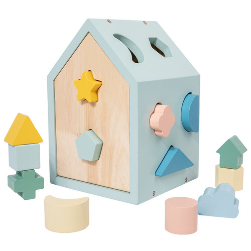 Baby Handheld Cartoon Farm Smart House Animal Shape Knock Ball Storage Blocks Assembly Matching Wooden Toy