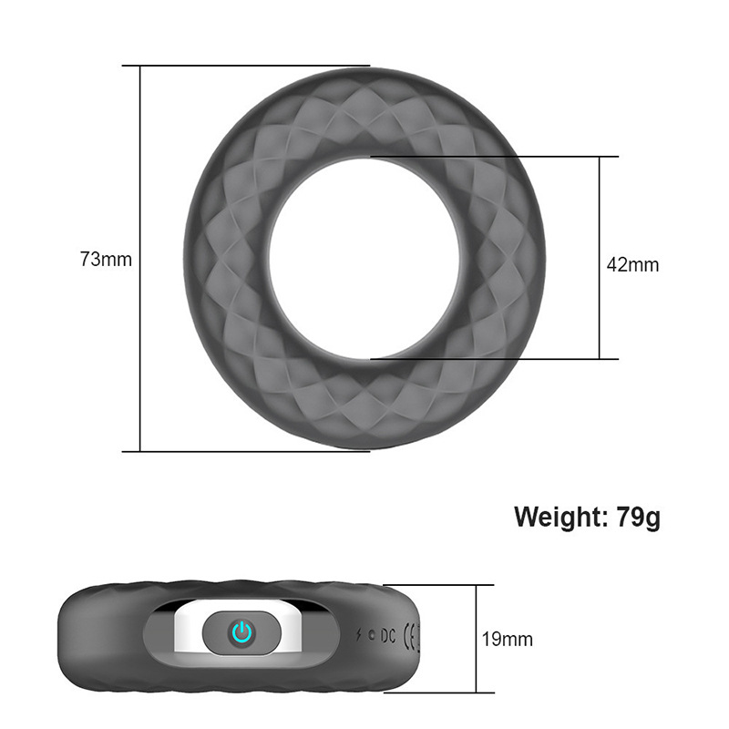 Rechargeable Vibrating Silicone Lock Ring, 10-Frequency Delay Cock Ring with Button Control — detail image 12