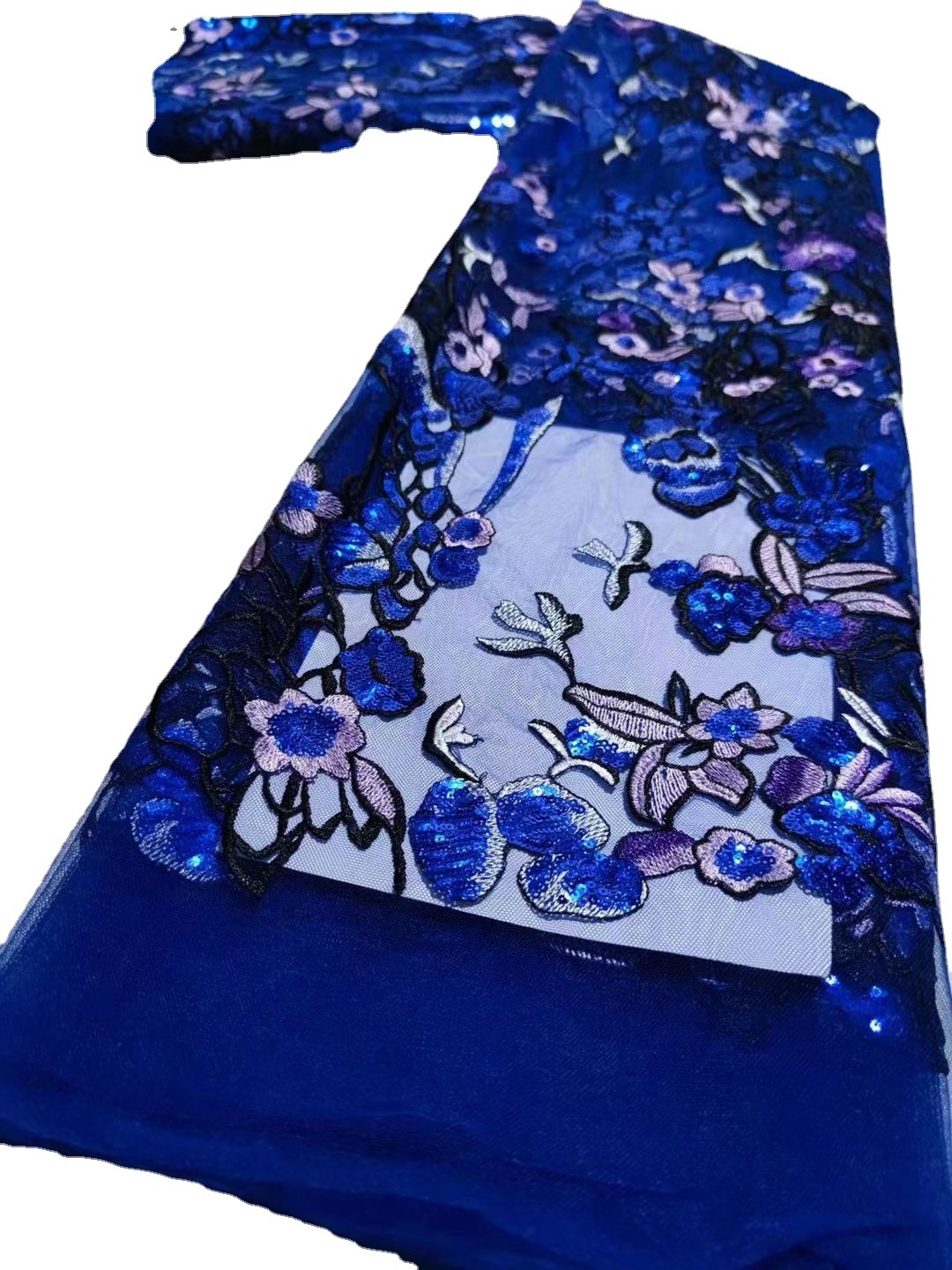 Nueva tela de encaje bordado de malla tridimensional cien flores con cuentas de ratán tela de bordado pesado JX1305