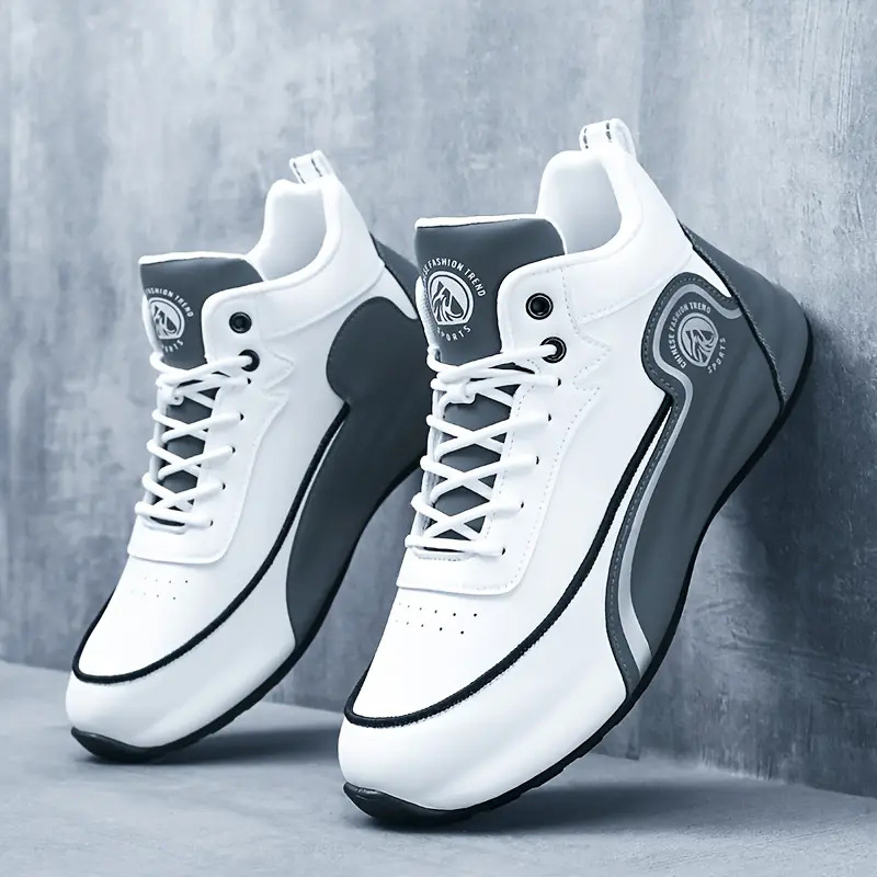 Herren-Rennschuhe – Klassische weiße und blaue, bequeme Freizeitschuhe, leichte und atmungsaktive Sportschuhe mit gesticktem Logo_voghion.com