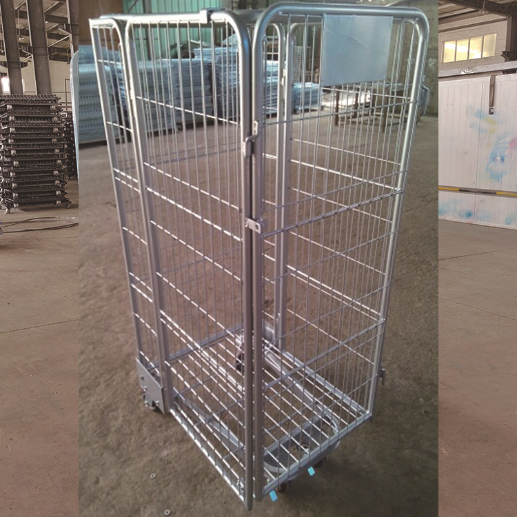 物流手推车 拆卸式网格隔板单扇上下门组合式网格笼车洗衣物笼车