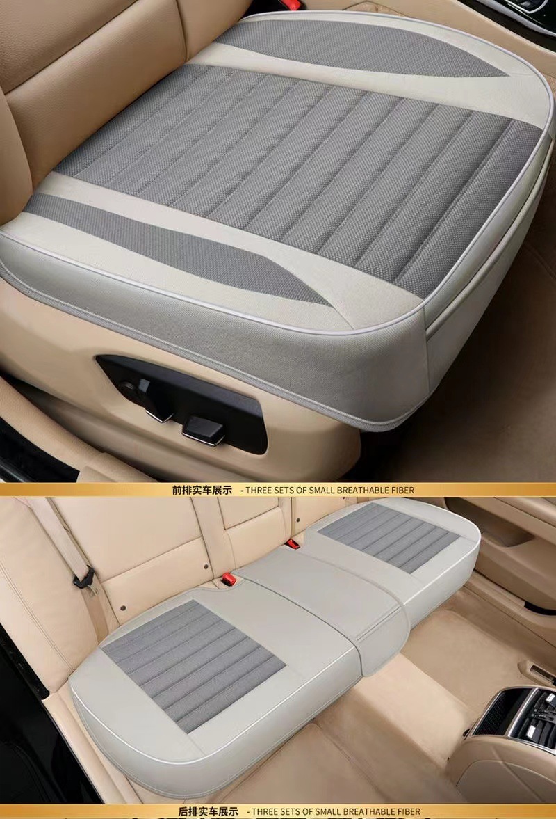 Main and co-pilot spring and summer seat cover single piece single linen without backrest three-piece set four seasons universal car seat cushion