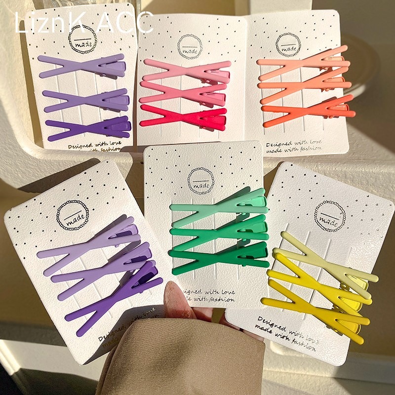 彩色交叉三件套裝髮夾女2023新款高端八字劉海碎發側邊夾子bb夾子