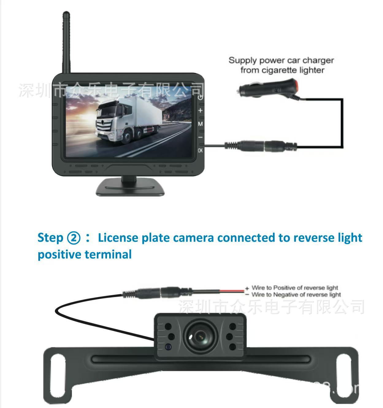 4.3inch Digital Wireless Monitor Truck Caravan Monitoring, Vehicle Monitor Security Monitoring Riding Monitoring