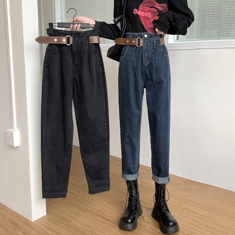 Plus Size Women's Spring and Autumn Jeans 2025 New Straight High-Waisted Loose Slimming Harem Dad Pants for Chubby Girls