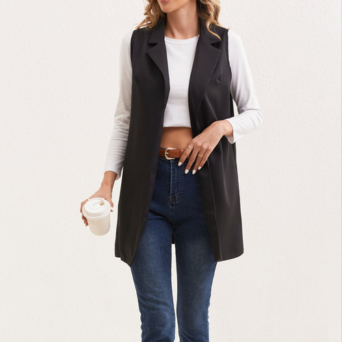 Women's European and American Fashion New Commuter Versatile Sleeveless Slim Fit Suit Jacket