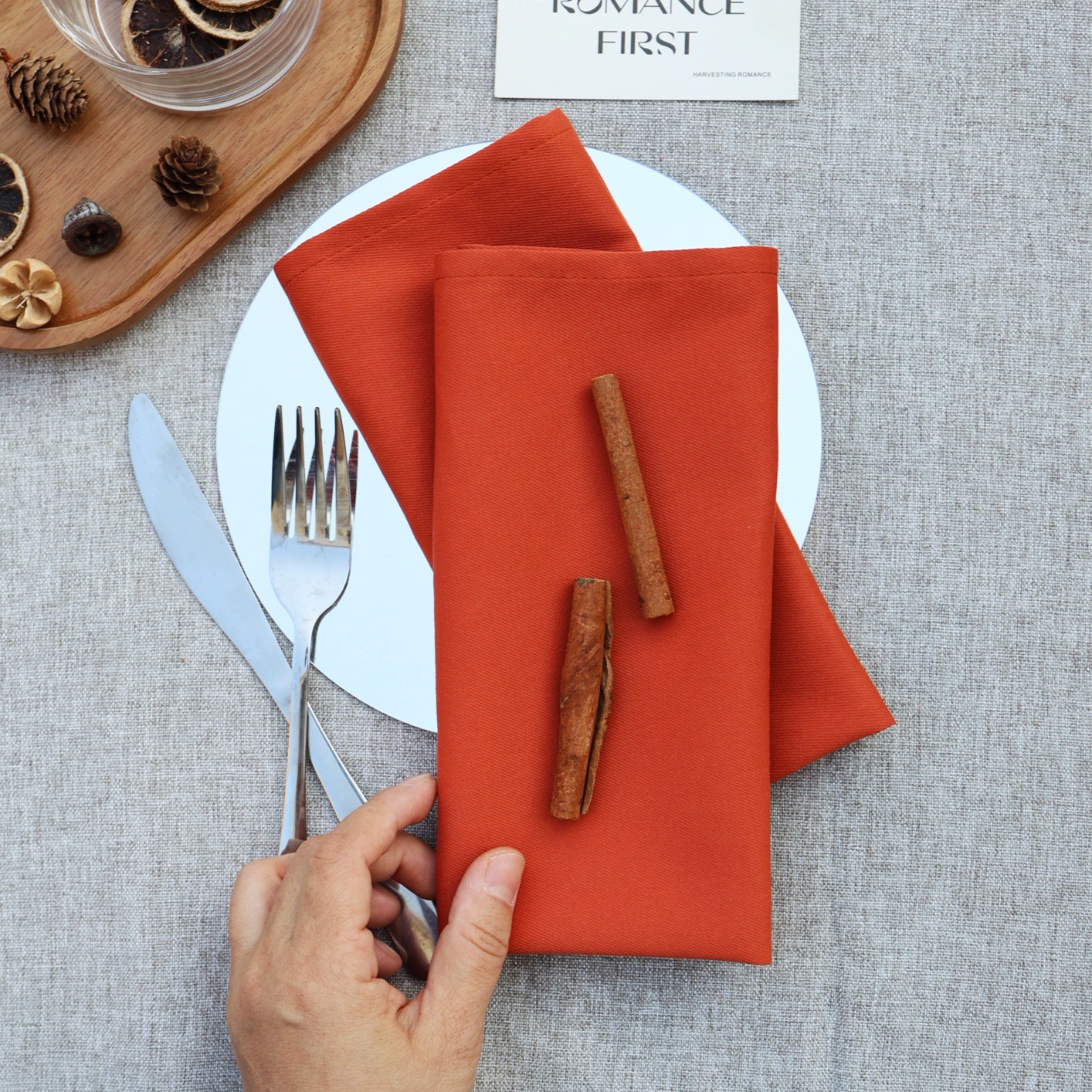 Servillas algodón poliéster servillas cuadradas hotel de boda transfronterizas decoración de mesa de comedor occidental almohadilla de Navidad servillas