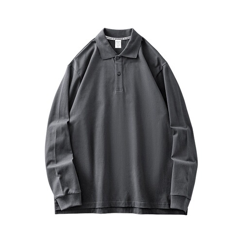 Heavyweight Pure Cotton Polo Shirt Men's Long Sleeve Spring and Autumn Season New Color Solid Base Shirt Casual Loose Collar Sweatshirt Men