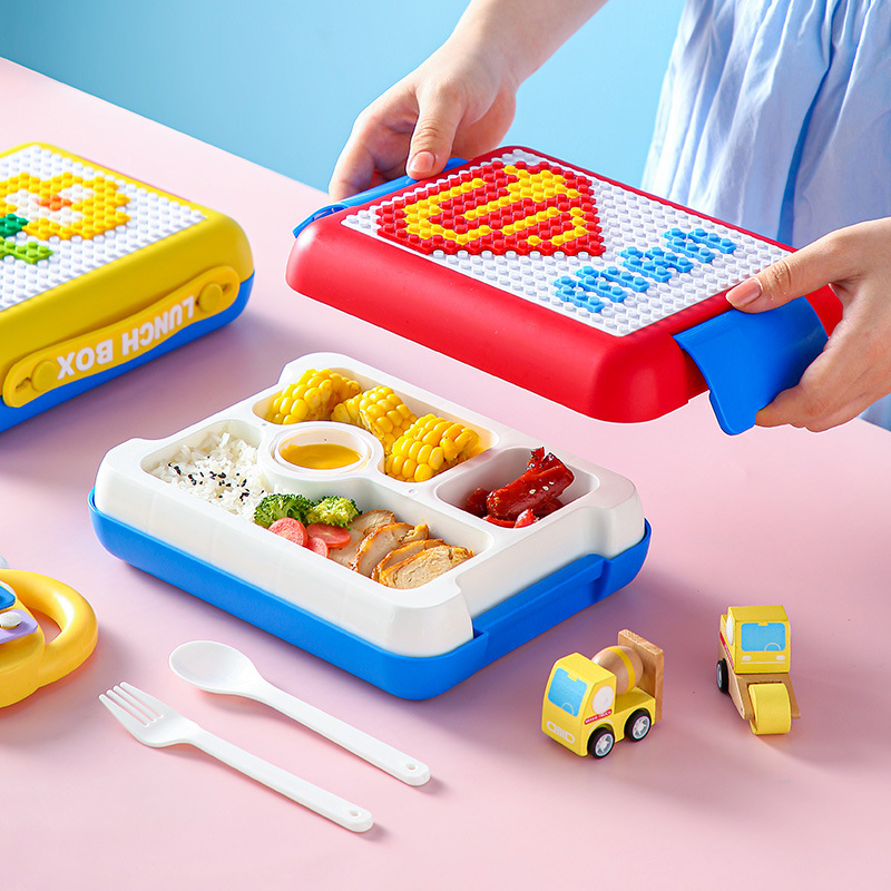 Portable DIY Pixel building blocks children's lunch box student portable lunch box plastic compartment lunch box picnic box Portable DIY Pixel building blocks children's lunch box student portable lunch box plastic compartment lunch box picnic box