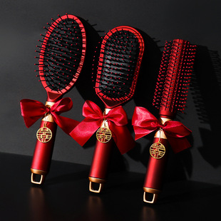 Comb Wedding Special Red Air Cushion Comb A Pair of Accompanying Articles for Women High-end Comb Wedding Supplies