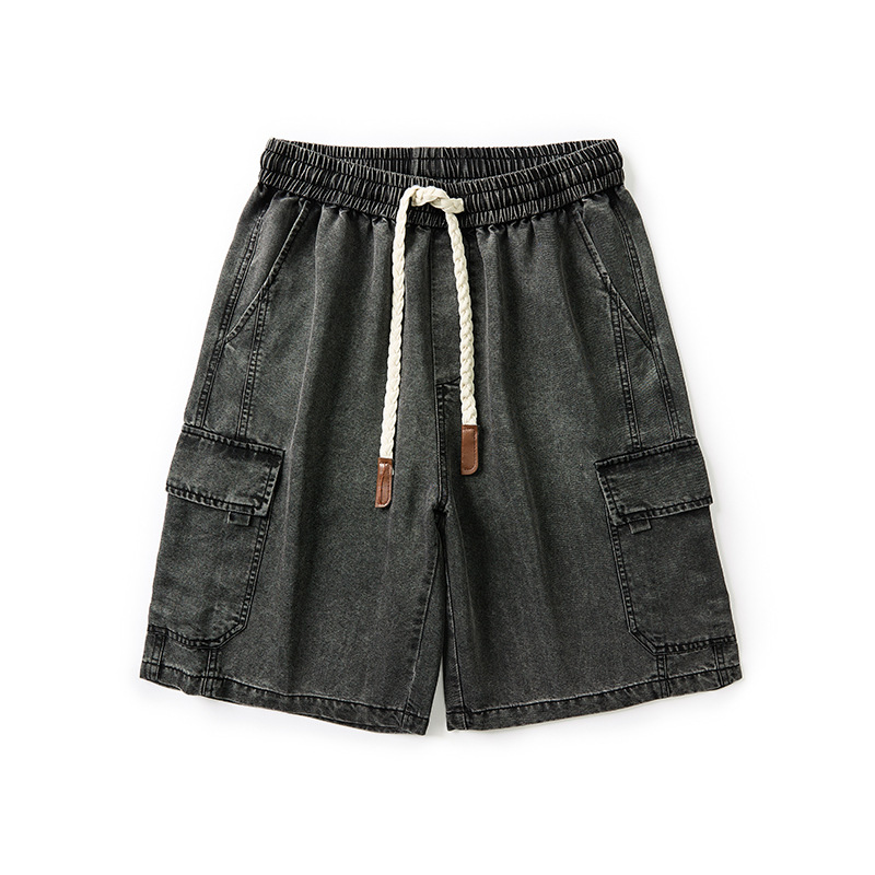 Modische Herren-Jeansshorts, mittelschwer, mit elastischem Bund, ideal für Sommer und Beruf, dünn geschnitten, Oversized-Variante, auch für Dropshipping erhältlich_voghion.com