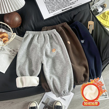 儿童加绒裤子秋冬外穿裤男童卫裤女童运动裤加厚加绒中小童保暖裤
